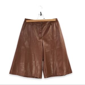 Anthropologie, Avec le Filles - Davina Vegan Leather Brown Culottes - XSP